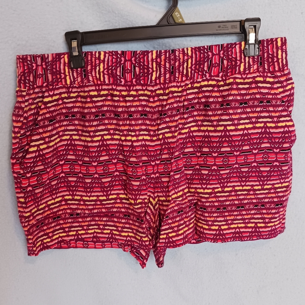 Magenta Neon Striped Flowy Shorts